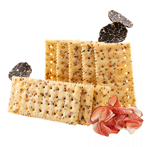 Schwarze Trüffel-Schinken-Soda-Cracker